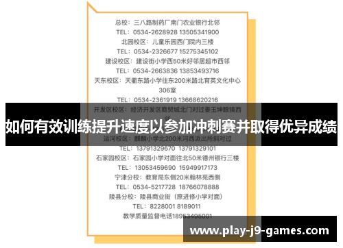 如何有效训练提升速度以参加冲刺赛并取得优异成绩