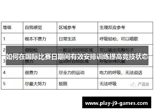 如何在国际比赛日期间有效安排训练提高竞技状态